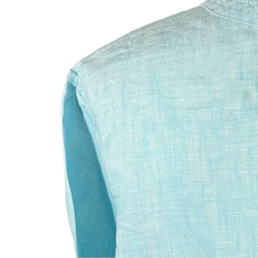 🌸Spring Breeze- Blue Linen Blend Tunic Button Down Top- Size XL - Picture 5 of 9